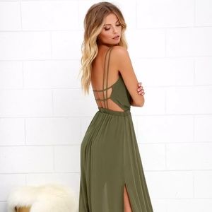 Lulu's Lost In Paradise Olive Green Maxi Dress